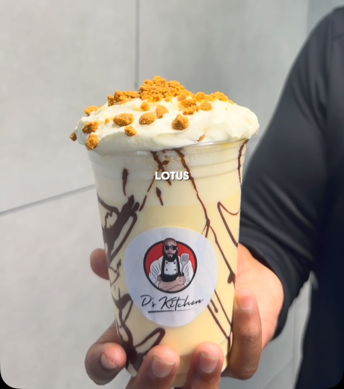 Lotus Biscoff milkshake in a D’s Kitchen cup